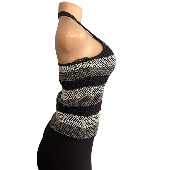 Wild Cat USA Y2K Black and White Striped Halter Neck Mesh Top - Picture 5 of 8